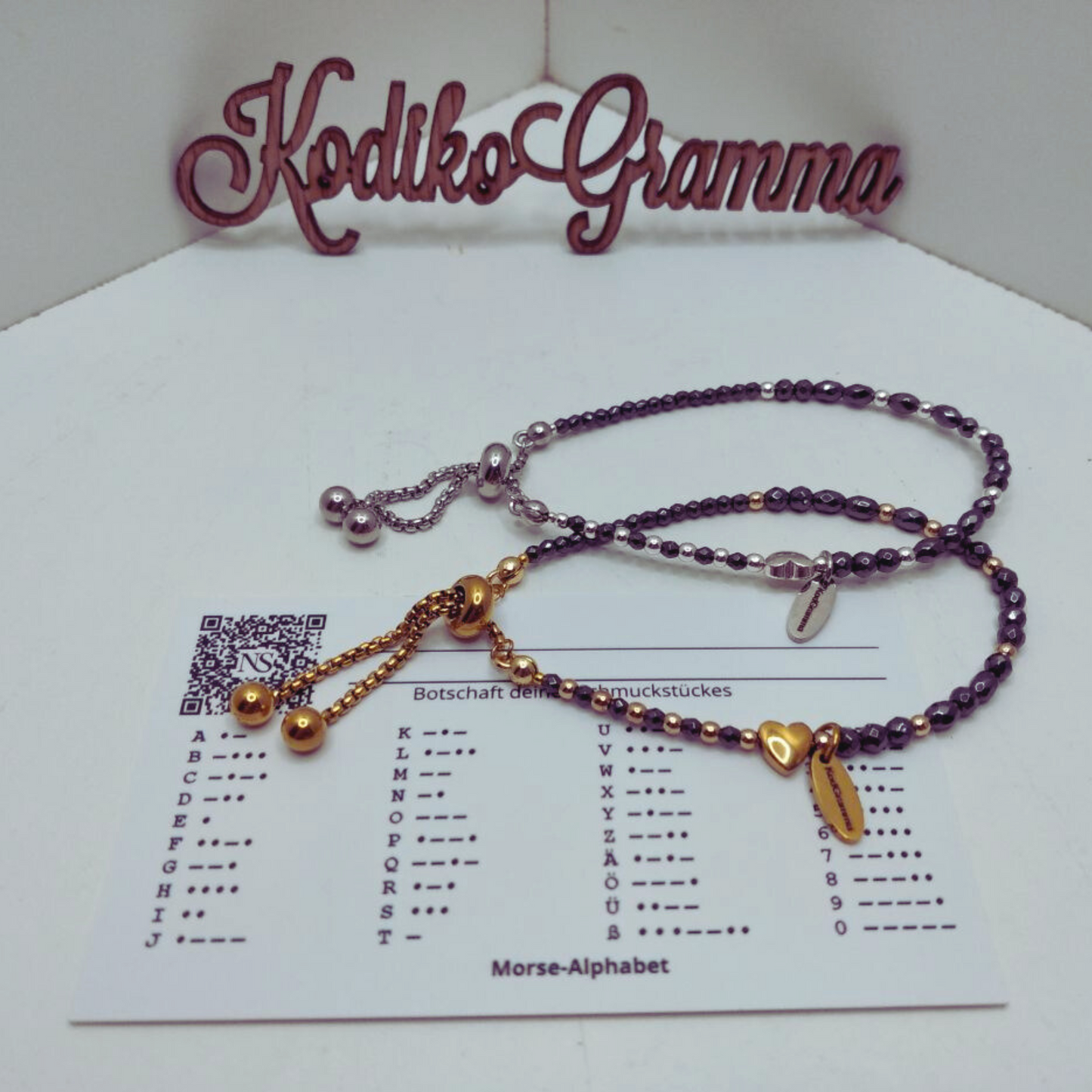 Ein Morsecode-Armband mit dem Wort „Schatz“. Verstellbarer Edelstahlverschluss, Geschenkverpackung. Handgemacht & einzigartig.