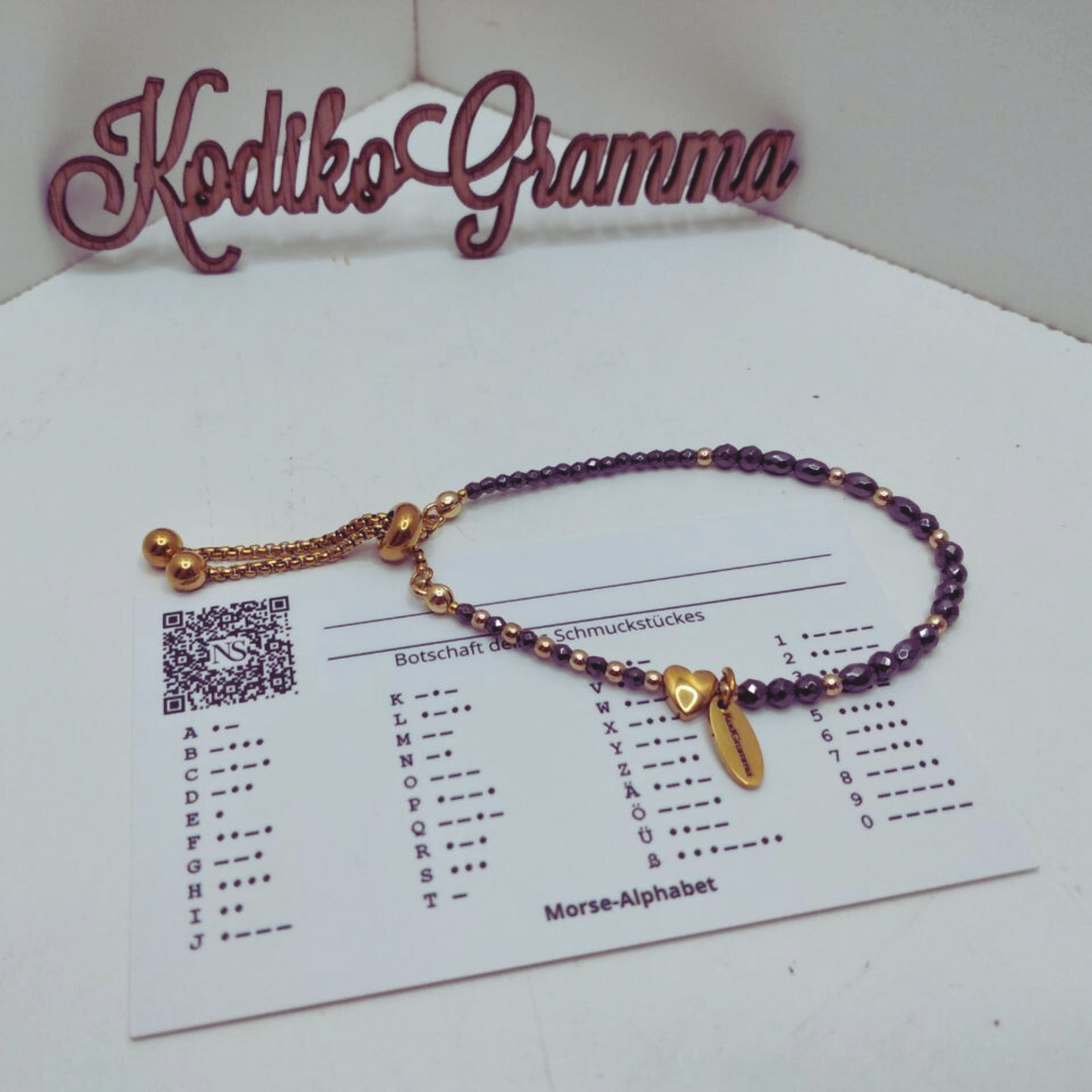 Ein Morsecode-Armband mit dem Wort „Schatz“. Verstellbarer Edelstahlverschluss, Geschenkverpackung. Handgemacht & einzigartig.