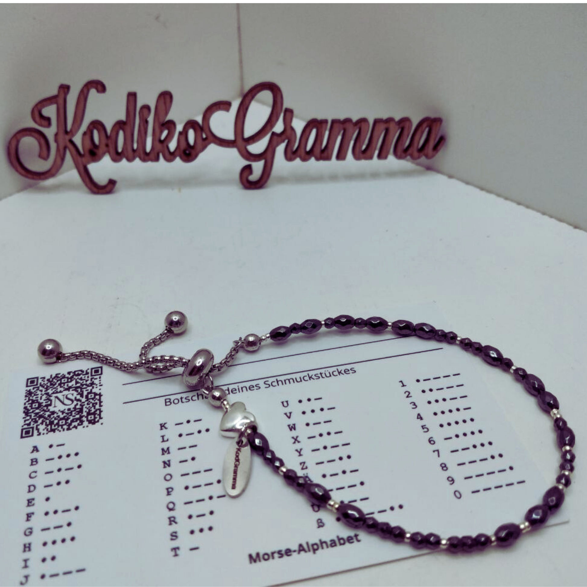 Handgemachtes Armband mit Morsecode „Du bist mein Glück“. Edelstahlverschluss, Geschenkverpackung, geheimnisvolle Botschaft. Kodikogramm Schmuck entdecken!