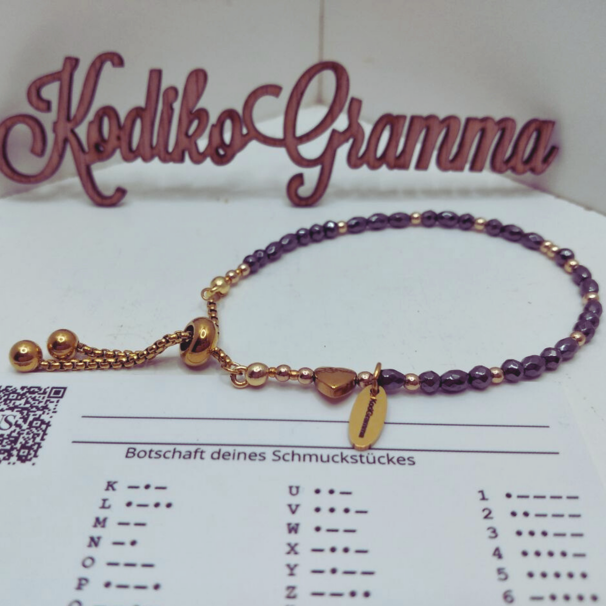 Entdecke das handgemachte Armband „Träume groß“ mit Morsecode. Verstellbarer Edelstahlverschluss, Geschenkbox, motivierende Botschaft.