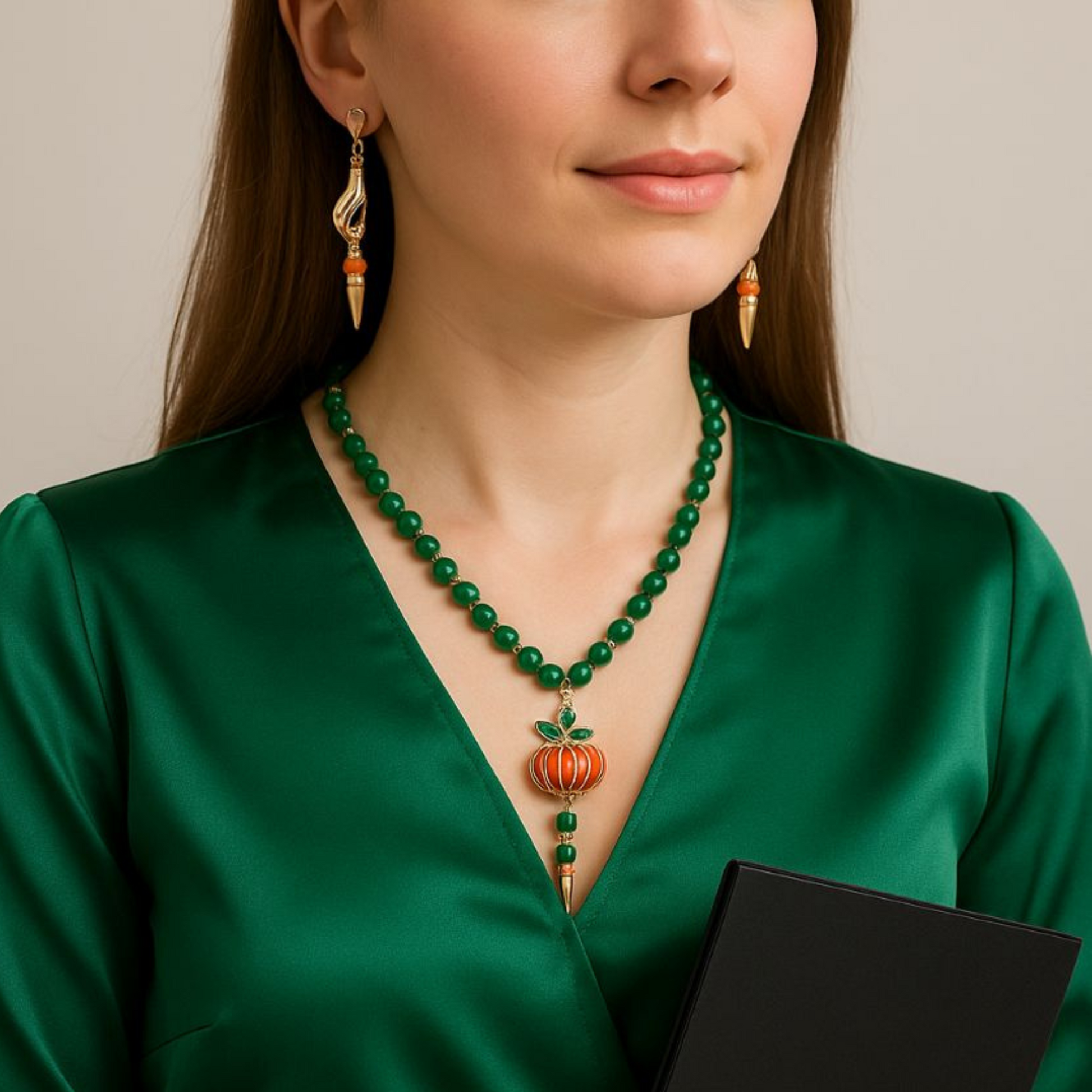 KodikoGramma Halloween Schmuck-Set mit Morse-Code Botschaft Hab Sonne im Herzen – Kette und Ohrringe