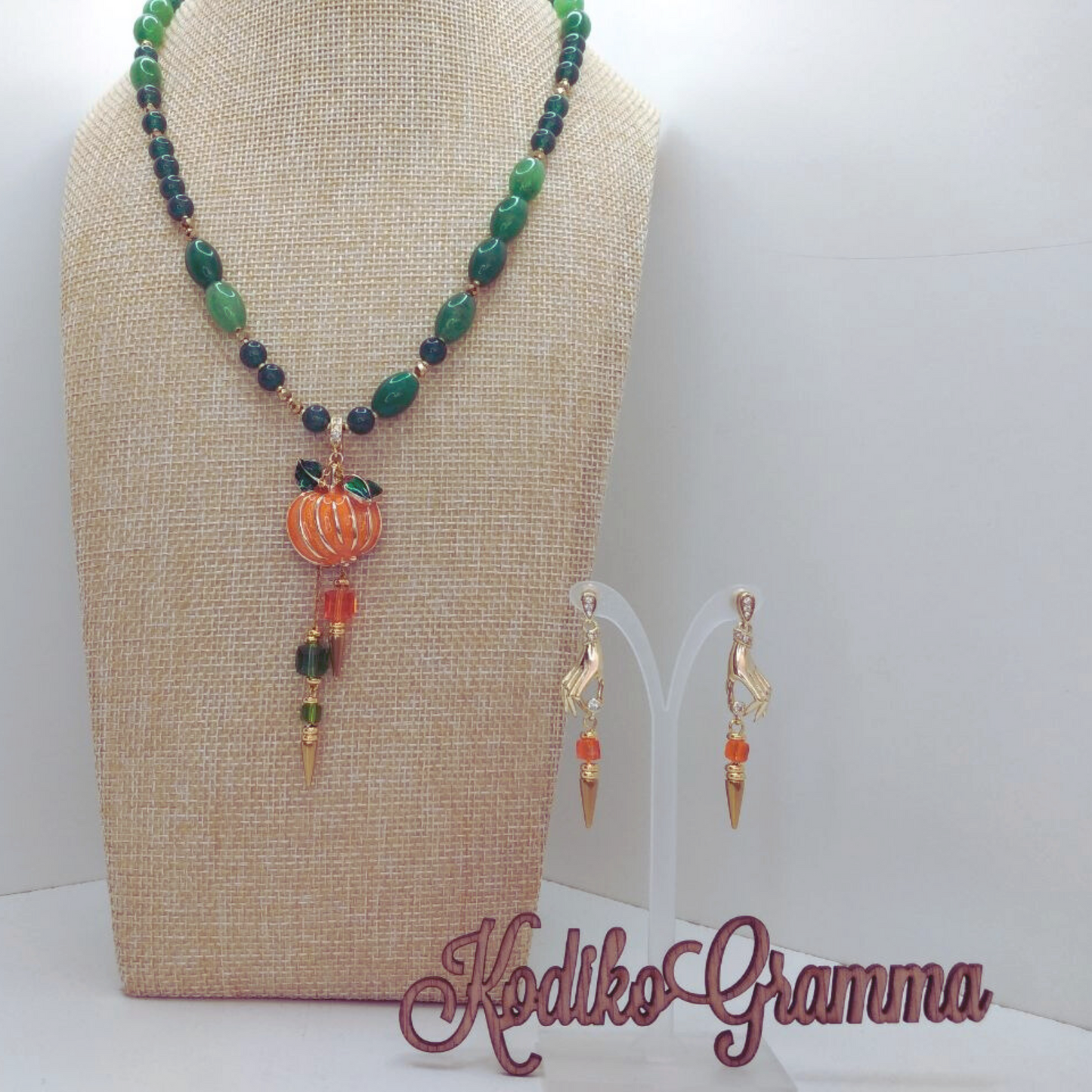 KodikoGramma Halloween Schmuck-Set mit Morse-Code Botschaft Hab Sonne im Herzen – Kette und Ohrringe